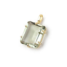 16x13mm Prasiolite emerald-cut Rectangle Set in a Vermeil Pendant AAA - BeadsofCambay.com