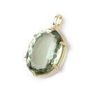 21x15mm Prasiolite Faceted Oval Set in a Vermeil Pendant AAA - BeadsofCambay.com