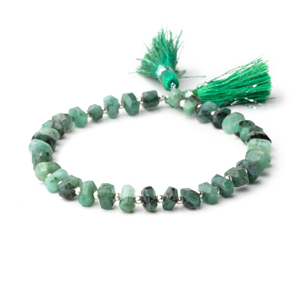 6.5-7mm Brazilian Emerald Side Drill Faceted Nugget 7.5 inch 35 Beads - BeadsofCambay.com