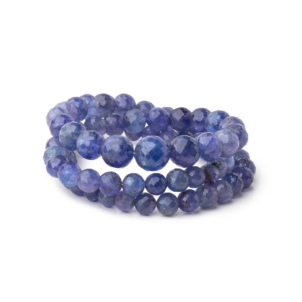 4.5-9mm Tanzanite Faceted Round Beads 18 inch 72 pieces AA - BeadsofCambay.com