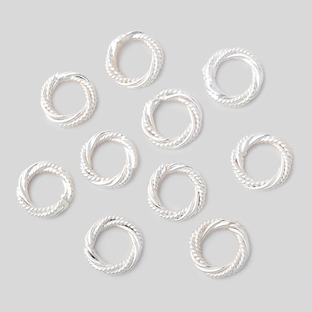10mm Silver Plated Mobius Twisted Jump Ring Set of 10 - BeadsofCambay.com