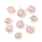 8-10mm Vermeil Wire Wrapped Rose Quartz Faceted Round 1 Pendant - BeadsofCambay.com