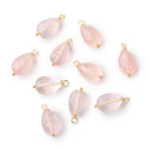 10x7mm Vermeil Wire Wrapped Rose Quartz Faceted Tear Drop 1 Pendant - BeadsofCambay.com