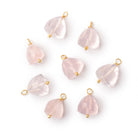 7-8mm Vermeil Wire Wrapped Rose Quartz Faceted Trillion 1 Pendant - BeadsofCambay.com