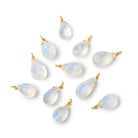 8-10mm Vermeil Wire Wrapped Rainbow Moonstone Faceted Pear 1 Pendant - BeadsofCambay.com