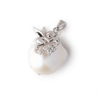 22x20mm .925 Sterling Silver Capped White Ultra Baroque Pendant 1 Focal - BeadsofCambay.com
