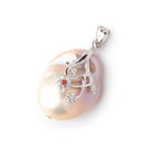 22.5x18mm .925 Silver Capped Peach Ultra Baroque focal 1 pendant - BeadsofCambay.com