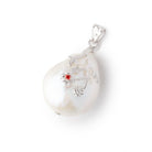 21.5x17mm .925 Silver Capped White Ultra Baroque focal 1 pendant - BeadsofCambay.com