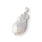 29x16mm .925 Silver Capped White Ultra Baroque Pearl 1 Pendant - BeadsofCambay.com
