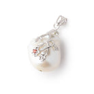 18x17mm .925 Silver Capped White Ultra Baroque focal 1 pendant - BeadsofCambay.com