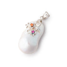 25.5x16.5mm .925 Silver Capped White Ultra Baroque Pearl 1 Pendant - BeadsofCambay.com