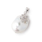 22x17mm .925 Silver Capped White Ultra Baroque Pearl 1 Pendant - BeadsofCambay.com