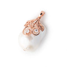 25x18mm Rose Gold over .925 Silver Capped White Ultra Baroque Pearl 1 Pendant - BeadsofCambay.com