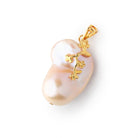 25x16mm Vermeil Capped Peach Ultra Baroque Pearl 1 Pendant - BeadsofCambay.com