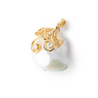 24x21mm Vermeil Capped White Ultra Baroque Pearl 1 Pendant - BeadsofCambay.com