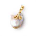 22x16mm Vermeil Capped Peach Ultra Baroque Pearl 1 Pendant - BeadsofCambay.com