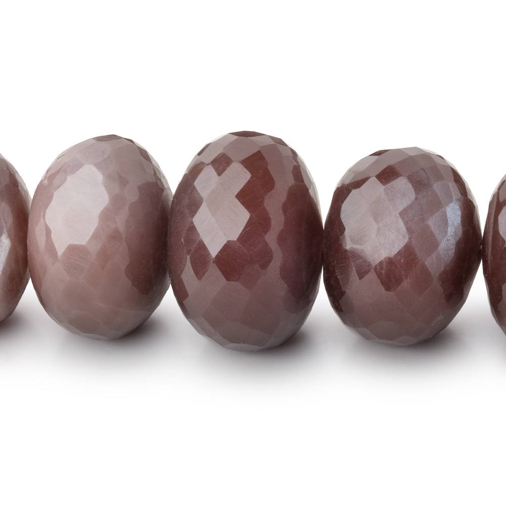11-19mm Chocolate Moonstone Faceted Rondelle 16 inch 40 Beads - BeadsofCambay.com