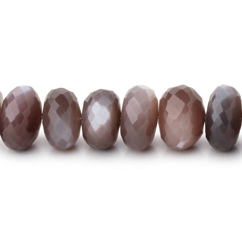 9-10mm Chocolate Moonstone Faceted Rondelle 14 inch 52 Beads - BeadsofCambay.com