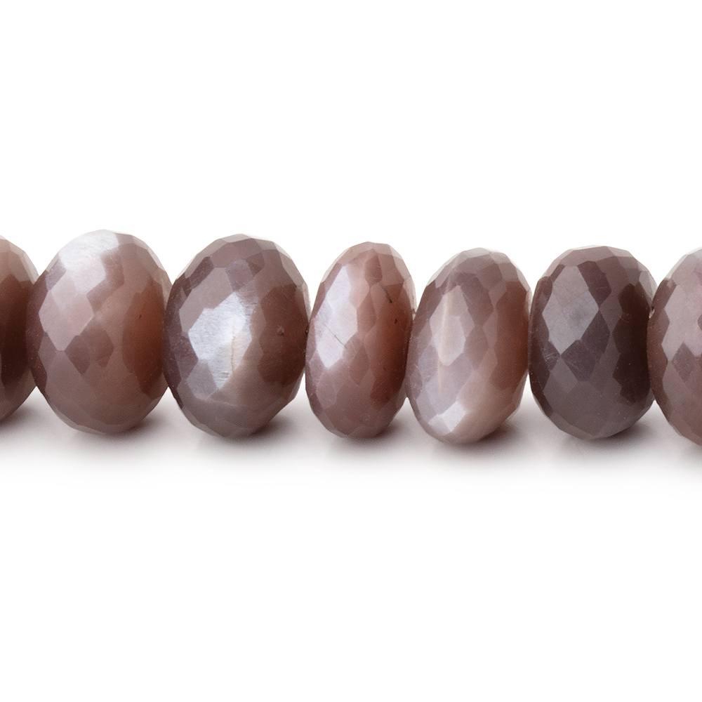 11-12mm Chocolate Moonstone Faceted Rondelle 14 inch 51 Beads - BeadsofCambay.com