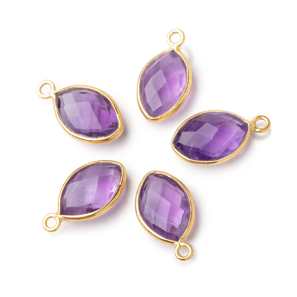 13x9mm Vermeil Bezel Light Amethyst Faceted Marquise 1 Pendant - BeadsofCambay.com