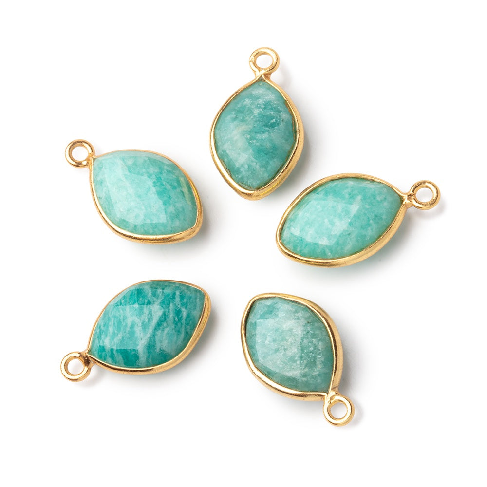 13x9mm Vermeil Bezel Amazonite Faceted Marquise 1 Pendant - BeadsofCambay.com