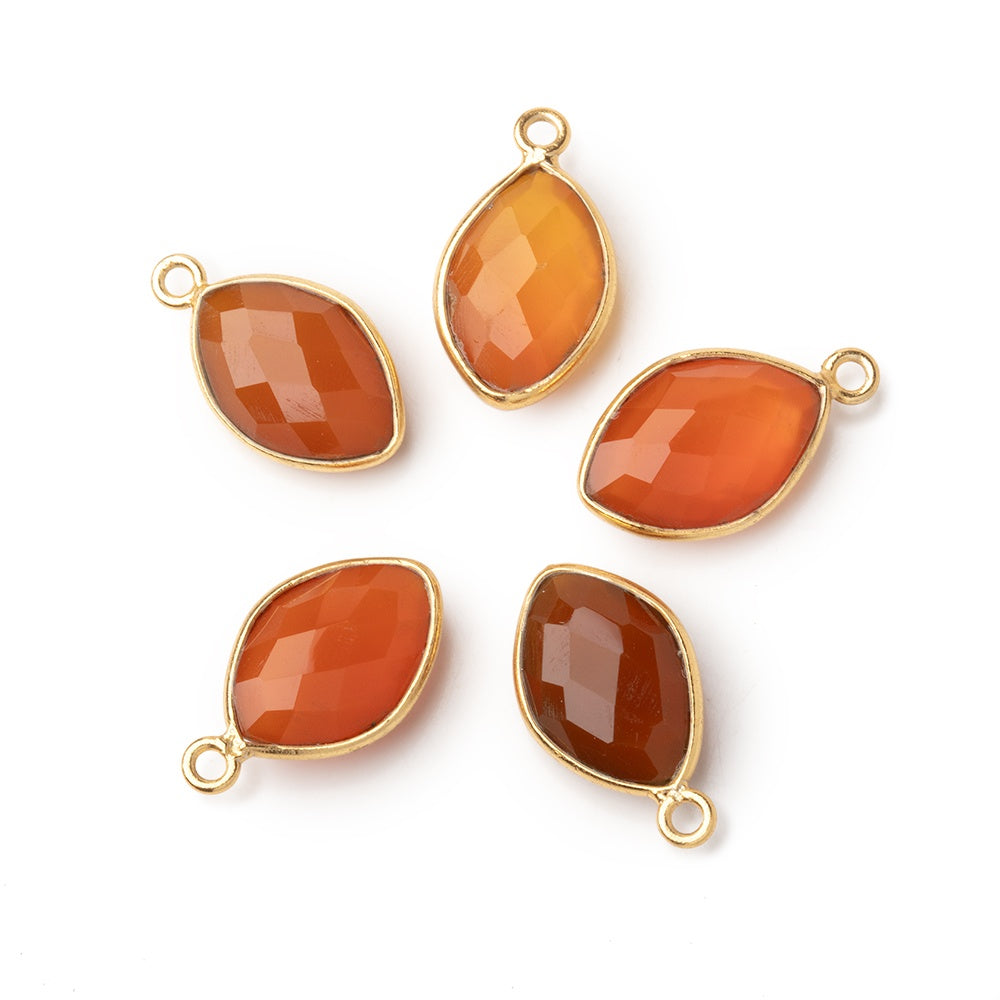 13x9mm Vermeil Bezel Carnelian Faceted Marquise 1 Pendant - BeadsofCambay.com