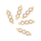 16.5x5.5mm Vermeil Bezel Rose Quartz Triple Stone Connector 1 piece - BeadsofCambay.com