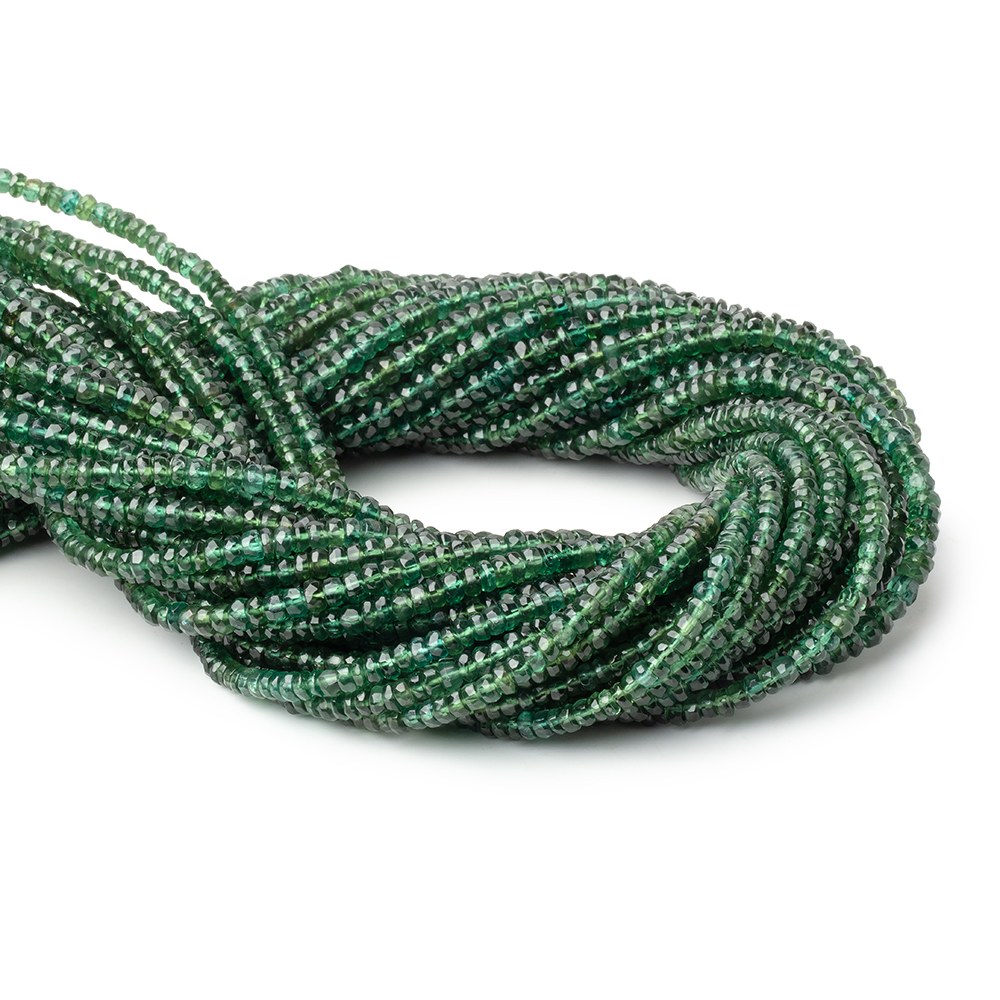 3.5-4mm Green Apatite Faceted Rondelle Beads 14 inch 140 pieces - BeadsofCambay.com