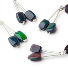 7-8mm Black Ethiopian Opal Plain Rectangle Set of 2 Focal Beads - BeadsofCambay.com