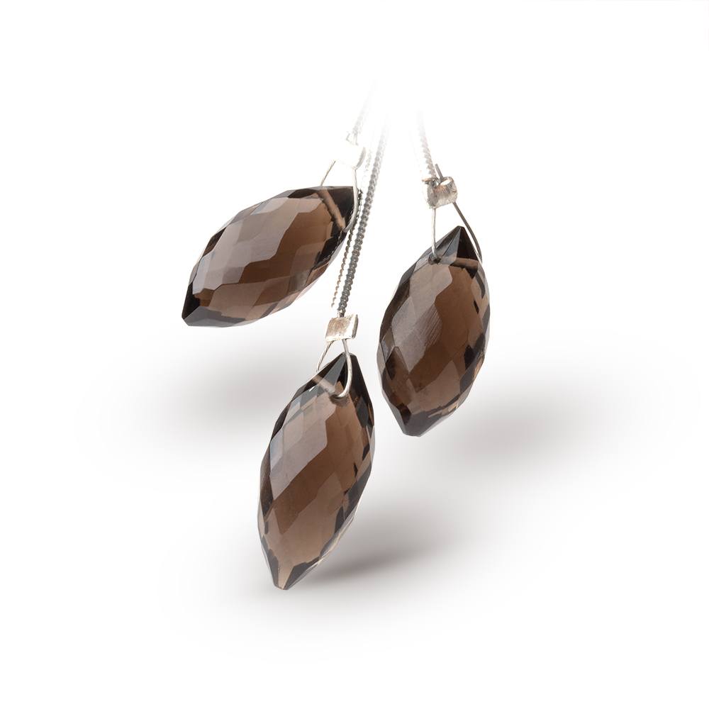 16-18mm Smoky Quartz Faceted Marquise Set of 3 Focal Beads - BeadsofCambay.com