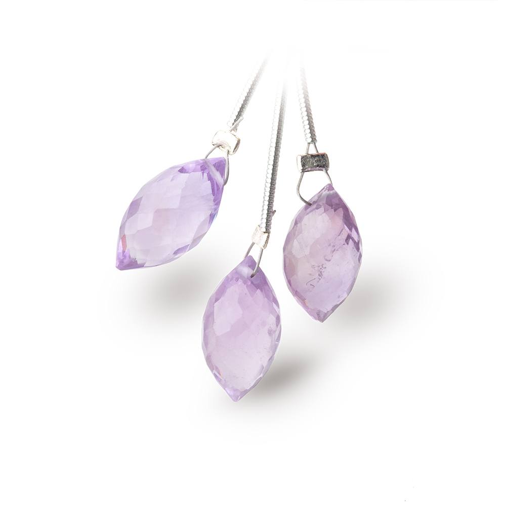 16-17.5mm Pink Amethyst Faceted Marquise Set of 3 Focal Beads - BeadsofCambay.com
