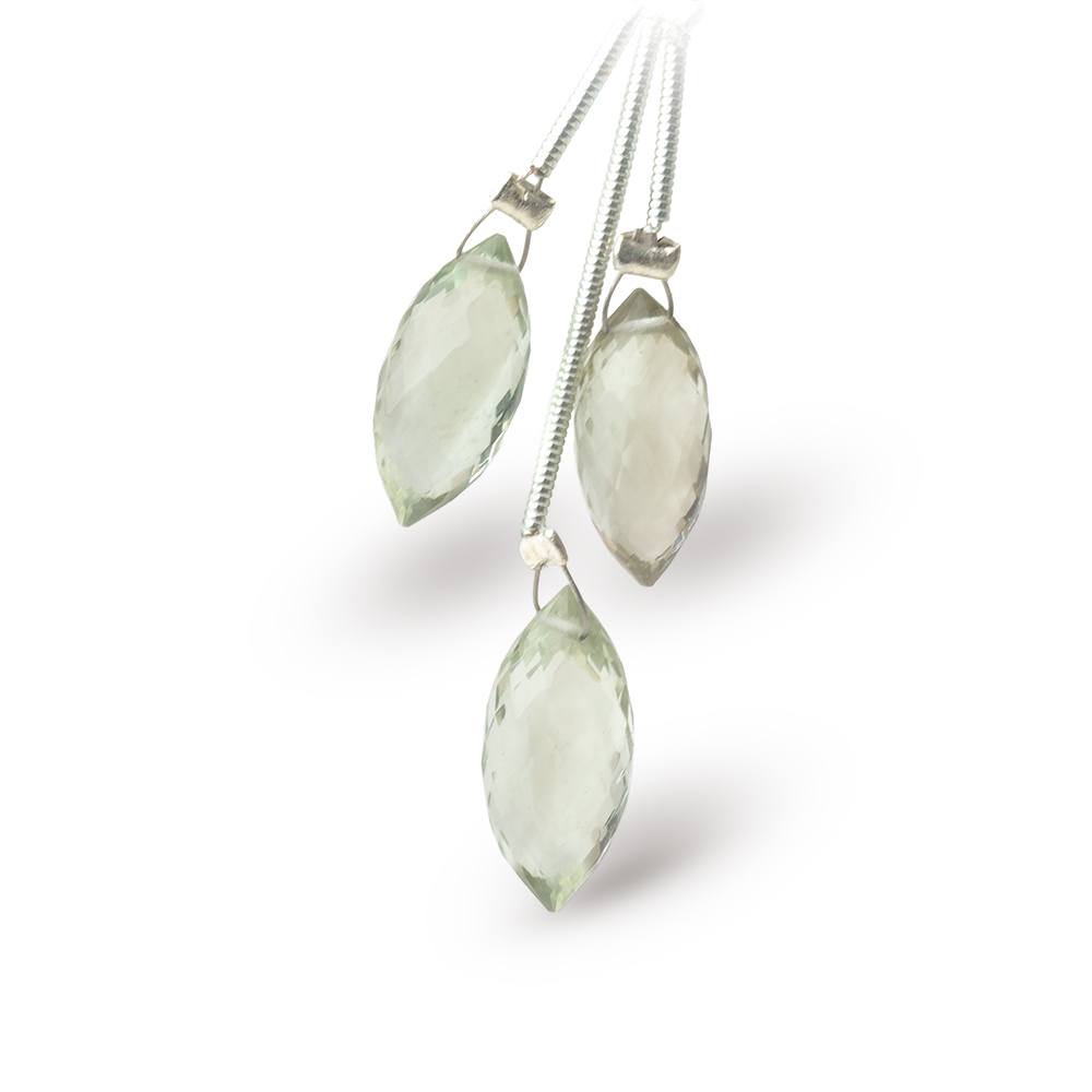 15.5-17mm Prasiolite Faceted Marquise Set of 3 Focal Beads - BeadsofCambay.com