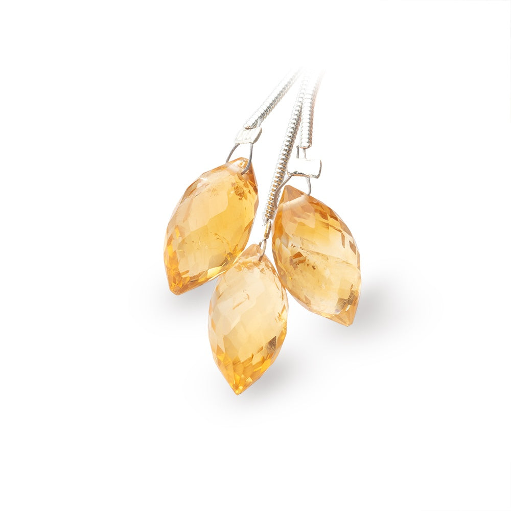 15-17.5mm Citrine Faceted Marquise Set of 3 Focal Beads - BeadsofCambay.com