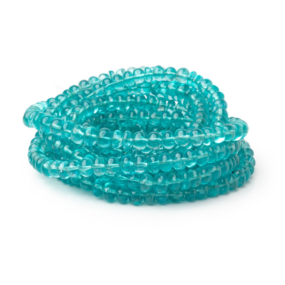 3.5-5.5mm Pool Blue Apatite Plain Rondelle Beads 16 inch 116 pieces AA - BeadsofCambay.com