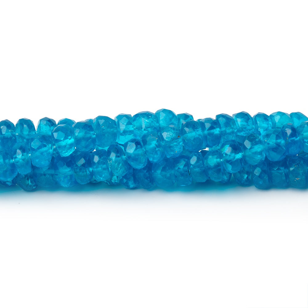 4.5-5mm Neon Blue Apatite Faceted Rondelle Beads 15.5 inch 148 pieces AA - BeadsofCambay.com
