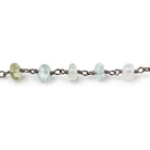 5.5mm Multi Color Beryl Plain Rondelles on Black Gold over Sterling Silver Chain - Beadsofcambay.com