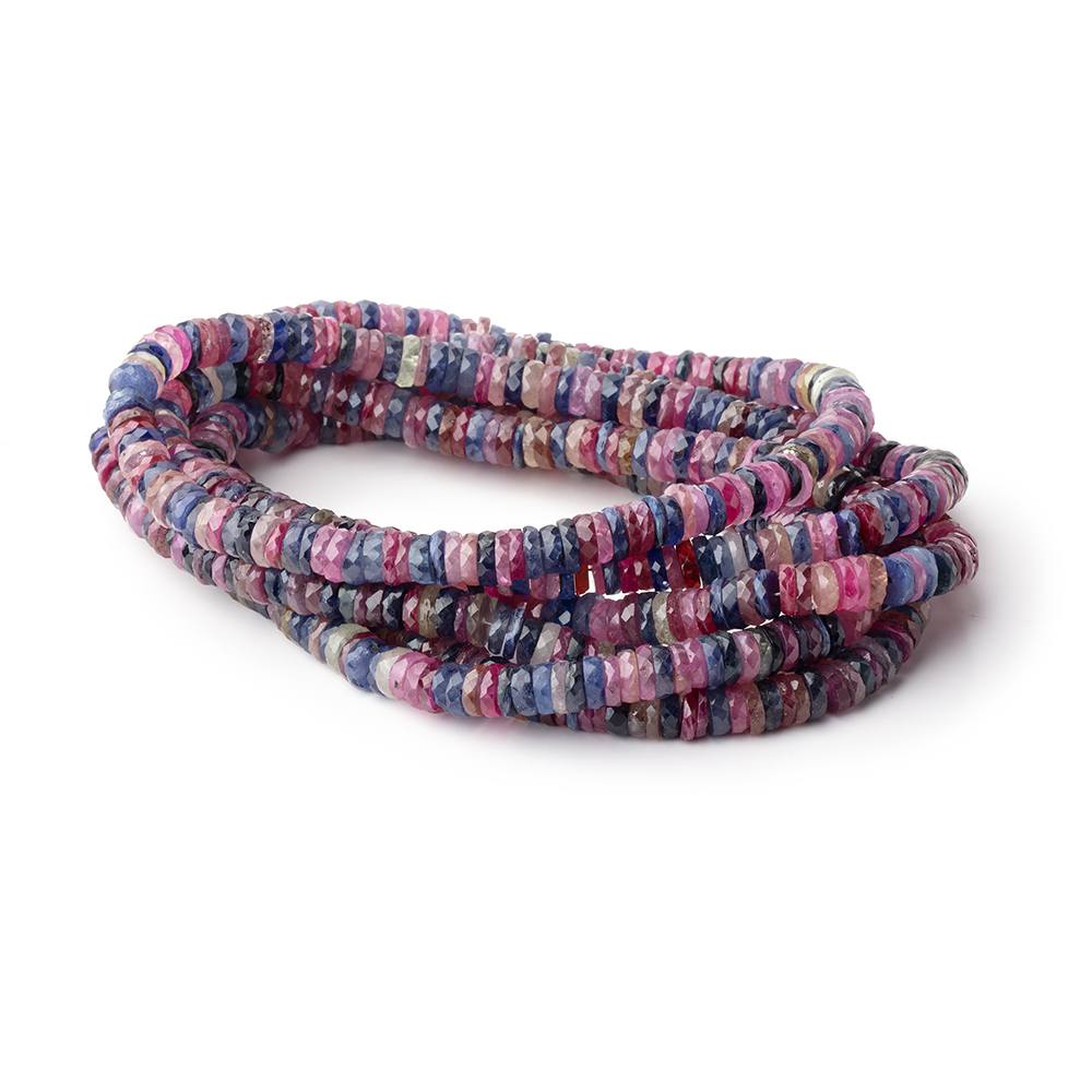 5.5mm Multi Color Madagascar Sapphire Faceted Heishi 16 inch 250 Beads AA - Beadsofcambay.com
