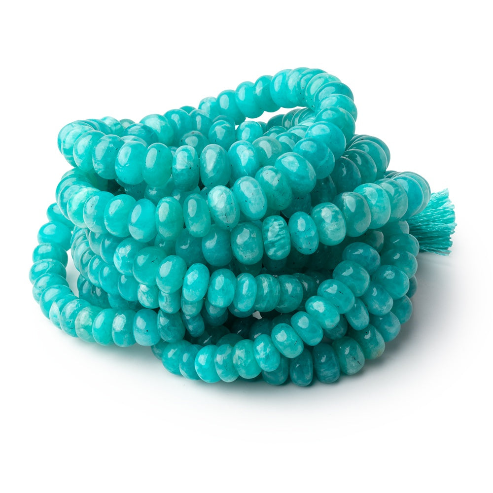 6-9.5mm Amazonite Plain Rondelle Beads 18 inch 82 pieces - BeadsofCambay.com