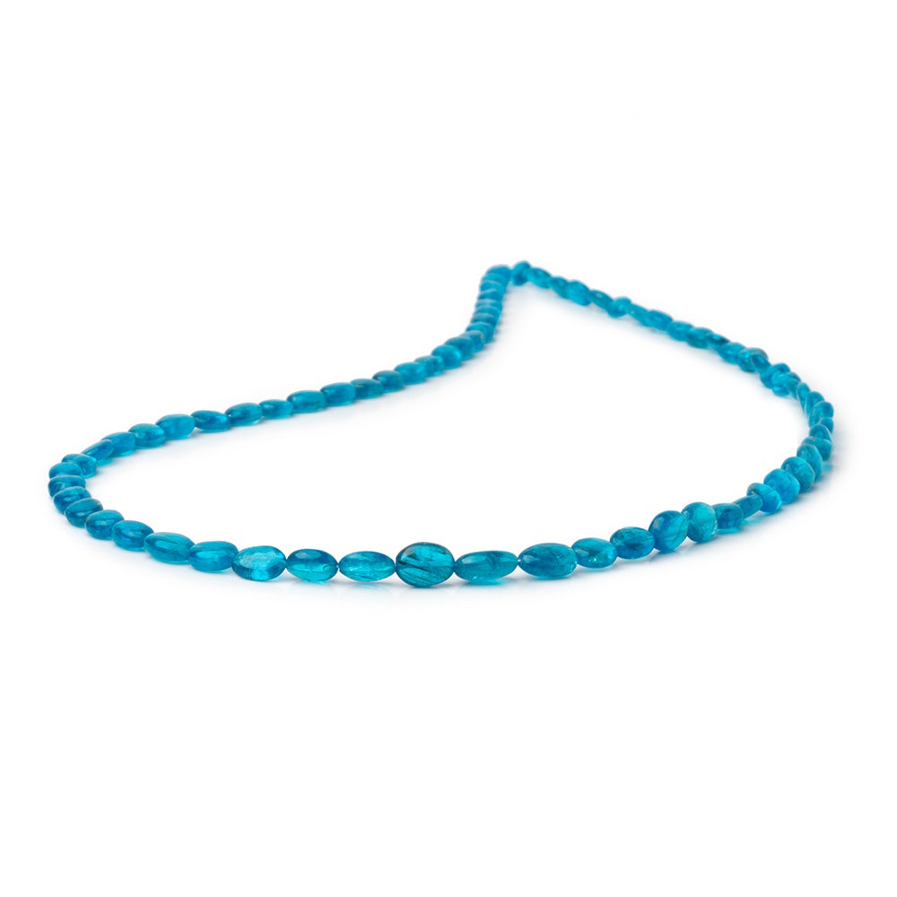 4-7mm Neon Blue Apatite Plain Oval Beads 15.5 inch 68 pieces - BeadsofCambay.com