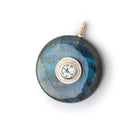 25mm Labradorite Coin with an Enamel Bezeled Aquamarine Inlay 1 Pendant - BeadsofCambay.com