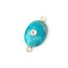 15-16mm Turquoise Plain Oval with a White Topaz Bezel Inlay 1 Connector - BeadsofCambay.com