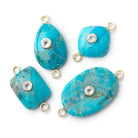 Lot of 4 Turquoise Mixed Shape Connectors with Bezeled Inlays - BeadsofCambay.com