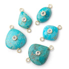 Lot of 5 Turquoise Mixed Shape Connectors with Bezeled Inlays - BeadsofCambay.com