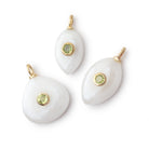 Lot of 3 Mystic Quartz Mixed Shape Pendants with Peridot Bezel Set Inlays - BeadsofCambay.com