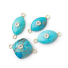 Lot of 4 Turquoise Mixed Shape Connectors with Bezel Set Inlays - BeadsofCambay.com