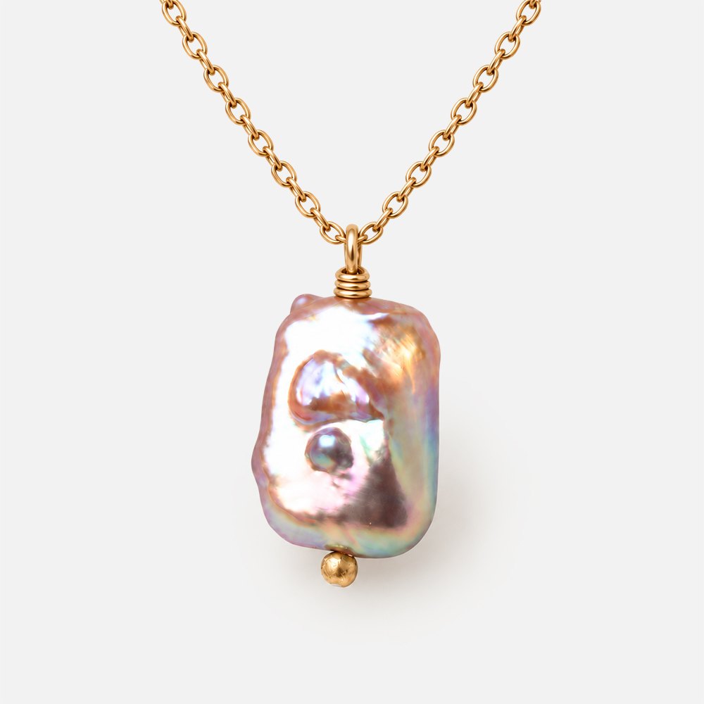 17-18mm Tonal Blush Rectangle Freshwater Pearl Focal 1 Piece - BeadsofCambay.com