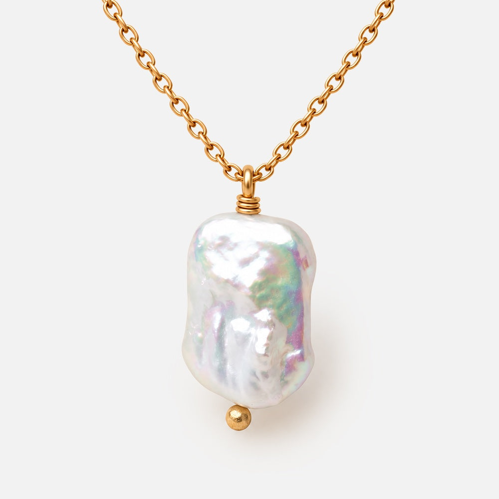 17-20mm White Rectangle Freshwater Pearl Focal 1 Piece - BeadsofCambay.com