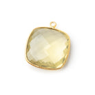 21mm Vermeil Bezel Lemon Quartz Faceted Cushion Pendant 1 piece - BeadsofCambay.com