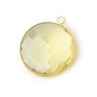 28mm Vermeil Bezel Lemon Quartz Faceted Coin Pendant 1 piece - BeadsofCambay.com
