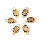 9x7mm Vermeil Bezel Whiskey Quartz Faceted Rectangle Connector 1 piece - BeadsofCambay.com